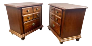 Traditional American Broyhill Cherry Wood 2 Drawers Nightstand, a Pair