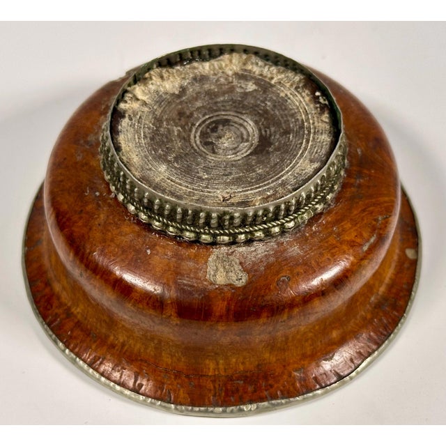Silver Antique Tibetan Burlwood Tea Bowl with Silver Lining For Sale - Image 8 of 10