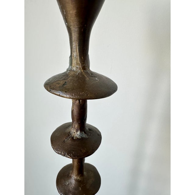 1960s Large Vintage Brutalist Hand Forged Brass Candlesticks, 1960s, Set of 2 For Sale - Image 5 of 17