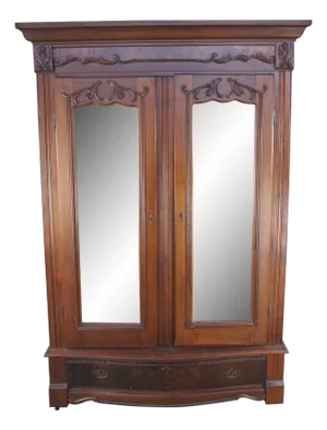 Antique Victorian Walnut Mirrored Clothing Armoire Wardrobe Closet Cabinet 87"