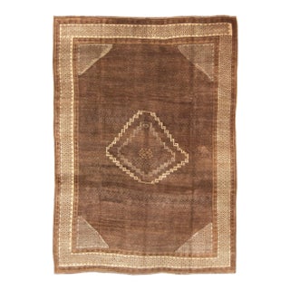 Vintage Turkish Kars Rug With a Modern Design in Shades of Brown and Ivory For Sale