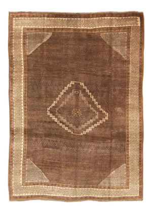 Vintage Turkish Kars Rug With a Modern Design in Shades of Brown and Ivory