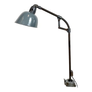 Industrial Grey Enamel Workshop Table Lamp from Siemens, 1950s For Sale