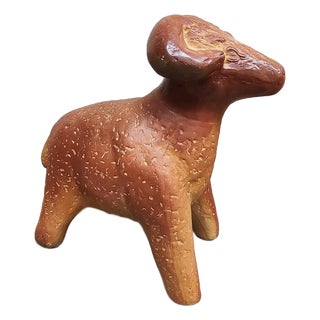 Large Vintage Decorative Ceramic Ram Sculpture For Sale