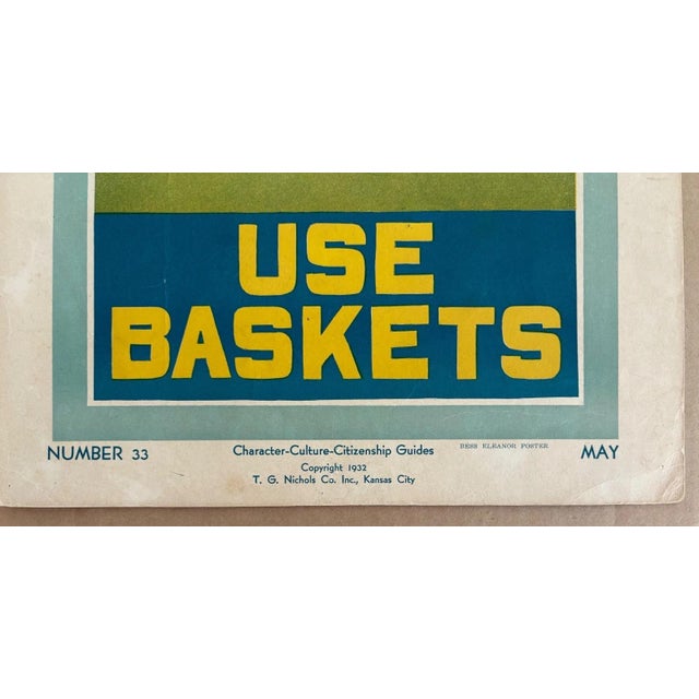 Realism Original Vintage 1930s Character Culture Poster, "Use Baskets", in 16x20 Mat For Sale - Image 3 of 4