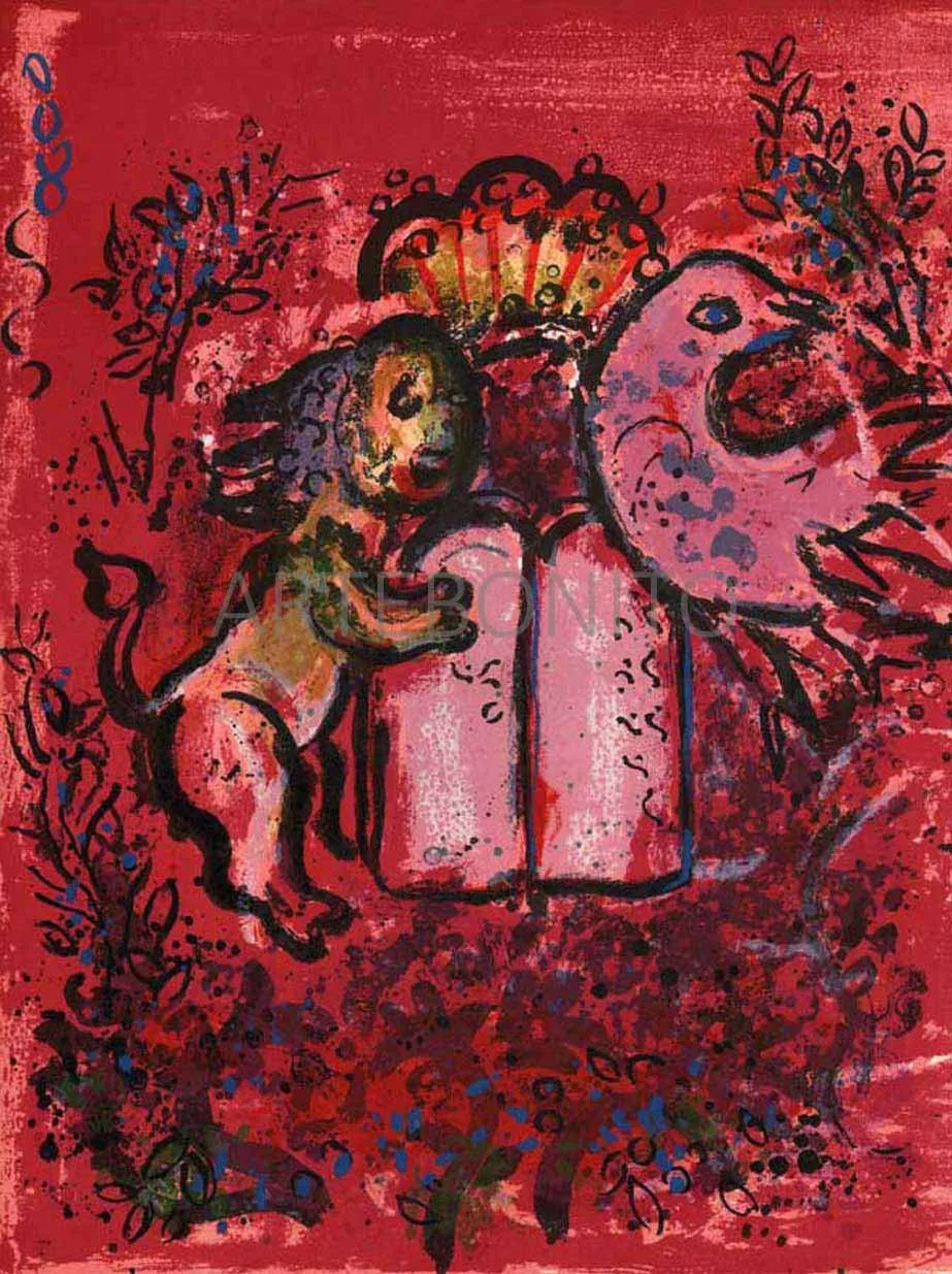 Chagall Original Lithograph Table of Laws Jerusalem Windows 1962