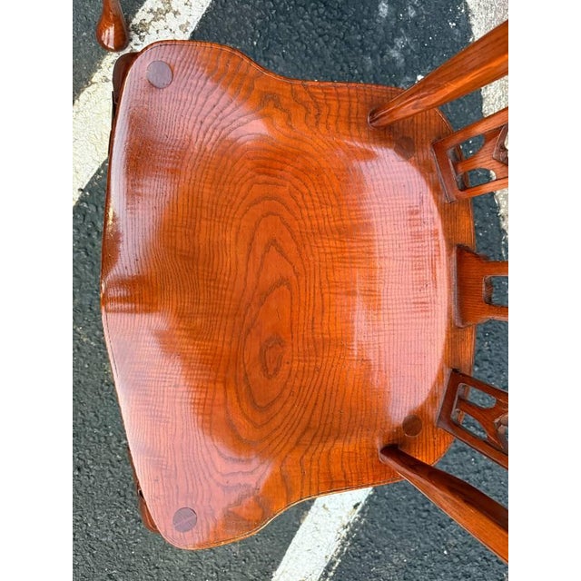 Brown Vintage Gothic Strawberry Hill Windsor Steeple Back Dining Chairs For Sale - Image 8 of 11