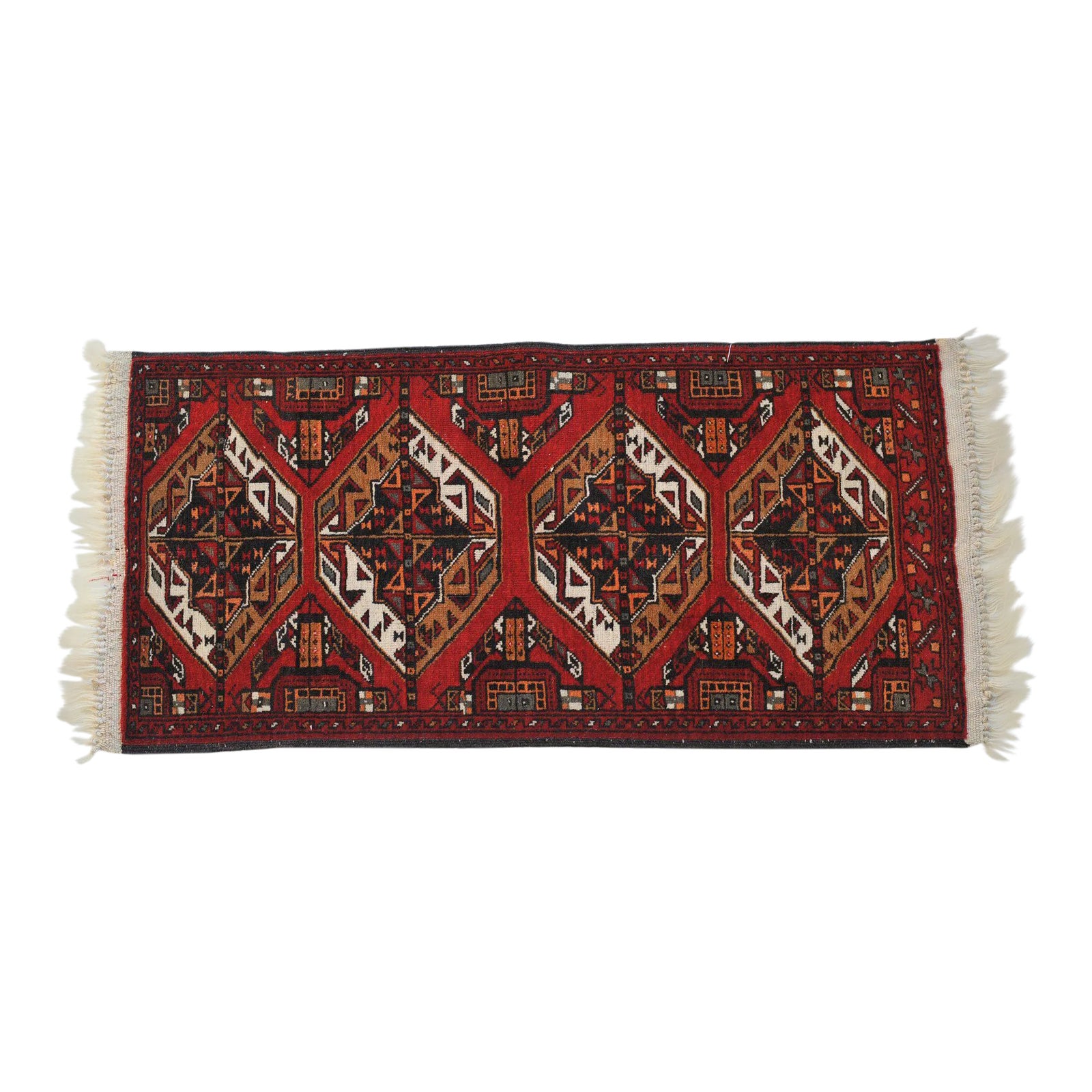 Vintage Red, Black & Camel Rug, 1.8 x 3.10 | Chairish
