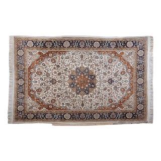 Indian Hand-Knotted Laver Rug, 1990s For Sale