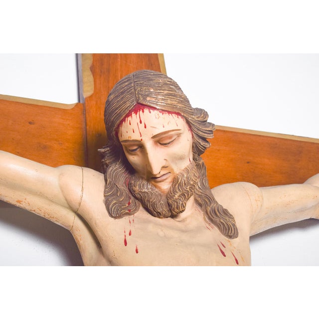 Brown Large 18th-Century Wooden Crucifix For Sale - Image 8 of 11