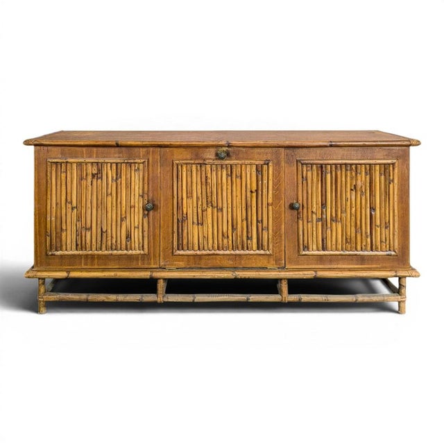 Brown Split Bamboo Sideboard, 1960s For Sale - Image 8 of 8