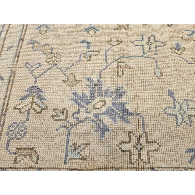 Vintage Turkish Oushak Room Size Rug, Hand-Knotted Wool, Ivory, Blue, 8' x 10' For Sale - Image 13 of 16