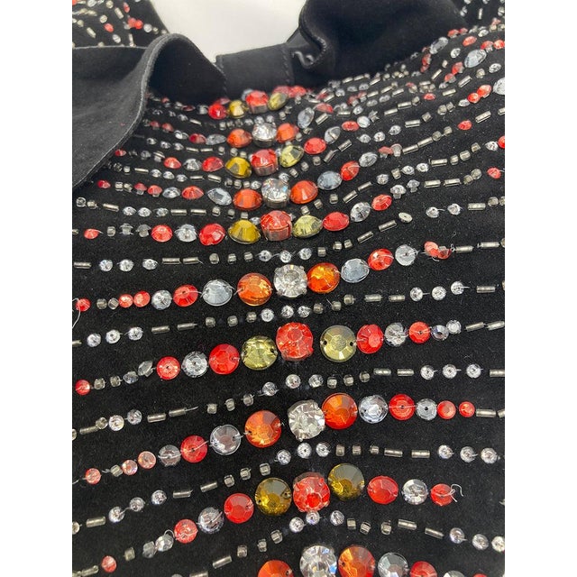 Black Valentino Black Suede Rhinestone Beaded Bow Tote For Sale - Image 8 of 11