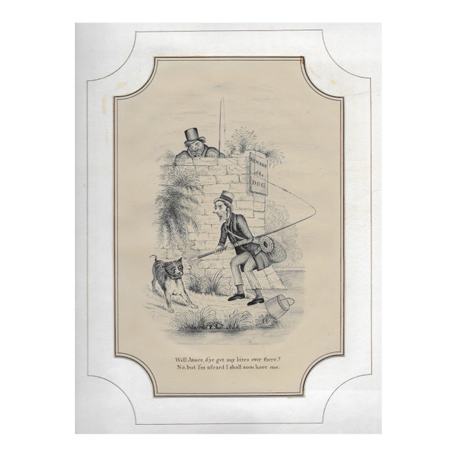 19th Century Beware of the Dog Satirical Cartoon For Sale