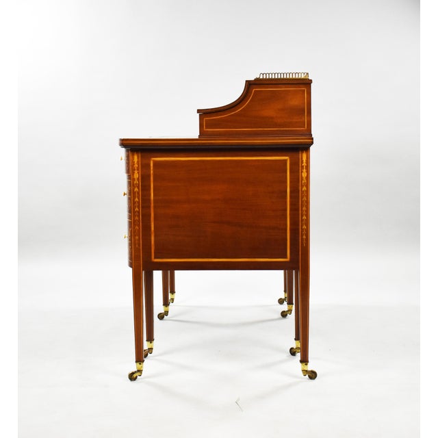 19th Century Victorian English Marquetry Inlaid Carlton House Desk For Sale - Image 6 of 18