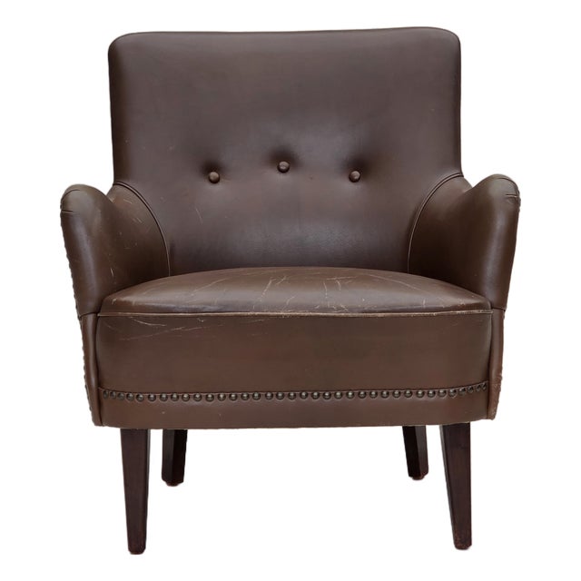 Vintage Danish Lounge Chair in Furniture Leather, 1960s For Sale