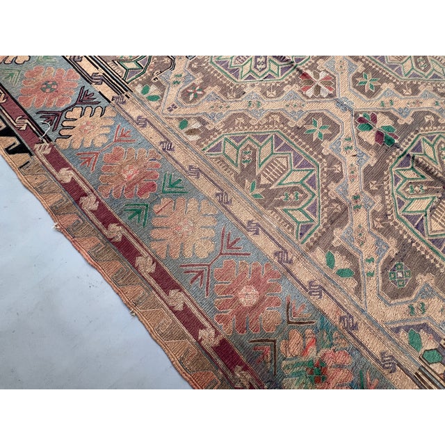 Antique Caucasian Worn Medallion Tribal Rug - 11'8" X 6'3" For Sale - Image 13 of 14