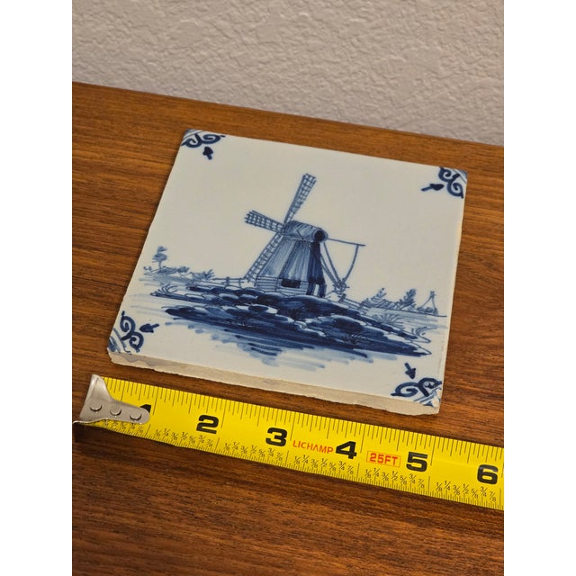 Ceramic Vintage Hand-Painted, Makkum Tichelaar Delft, Holland Tiles For Sale - Image 7 of 12