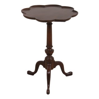 Biggs Scallop Tilt Top Mahogany Candle Stand Table For Sale