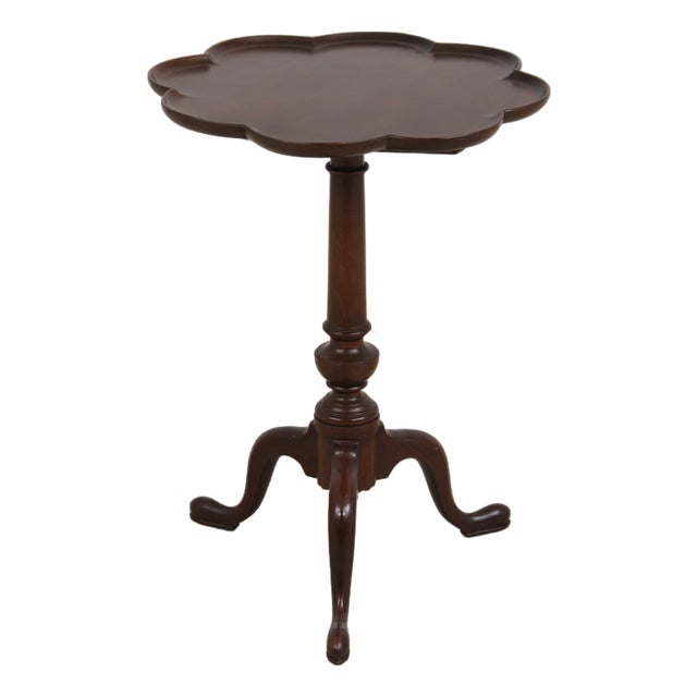 Biggs Scallop Tilt Top Mahogany Candle Stand Table For Sale