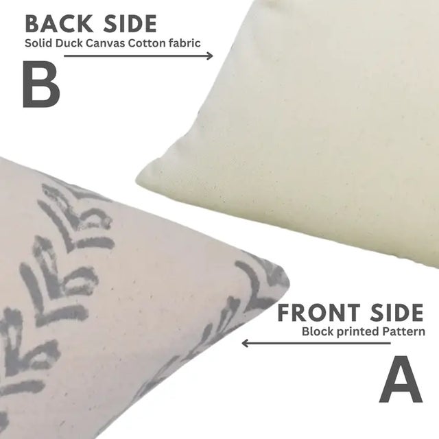 FabDivine Handmade Block Printed Cushion Cover 18x18 Inch Duck Canvas-Tribal Arrow For Sale - Image 4 of 5