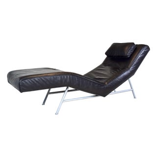 Milo Baughman Black Leather Fred Chaise Lounge Chair for Thayer Coggin For Sale