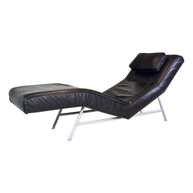 Milo Baughman Black Leather Fred Chaise Lounge Chair for Thayer Coggin For Sale
