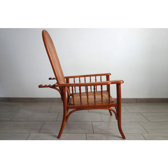 Wood Armchair with Ratchet Mechanism from Fischel, 1900s For Sale - Image 7 of 18