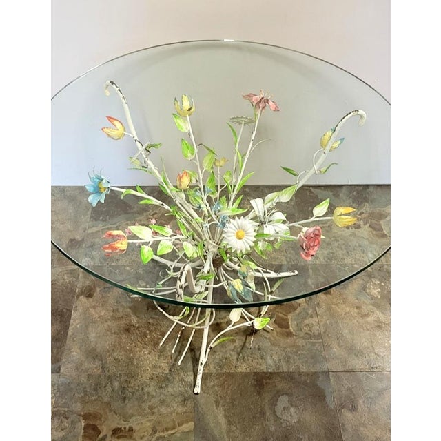 Vintage Italian Tole Painted Metal Flower Accent Table Chairish