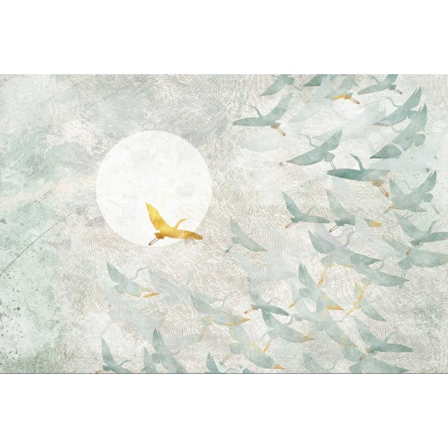 Contemporary 08 Birds and Waves Gold Wallcovering by Officinarkitettura For Sale - Image 3 of 3