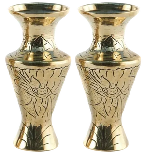 Small Antique Chinese Brass Vases, 1900s, Set of 2