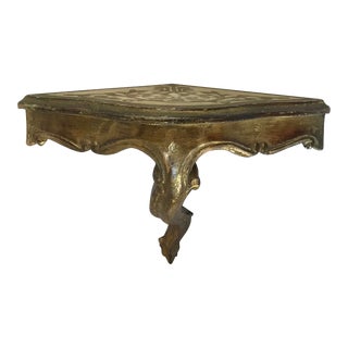 Vintage Italian Florentine Gilded Wood Corner Shelf For Sale