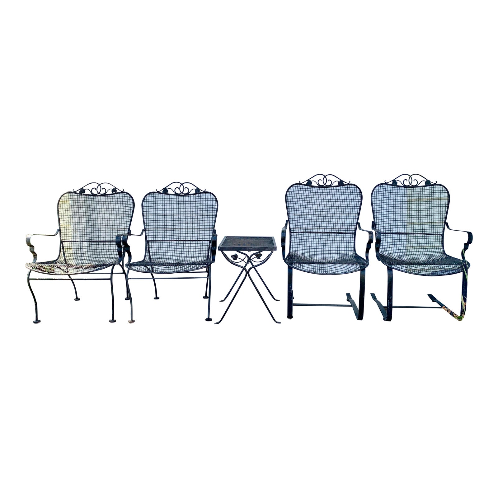 1960 S Vintage Black Metal Patio Set Set Of 5 Chairish