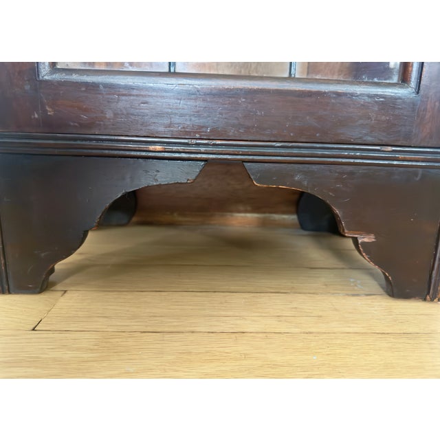 Antique Edwardian Arts & Crafts Narrow Glazed Bookcase C. 1910 For Sale - Image 14 of 18