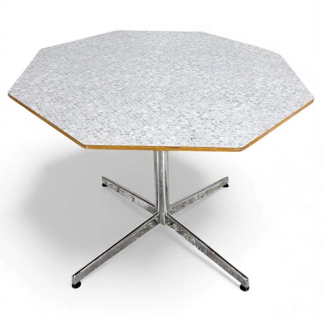 Mid-Century Octagonal Formica Dining Table with Chrome Base, 1960s For Sale - Image 9 of 9
