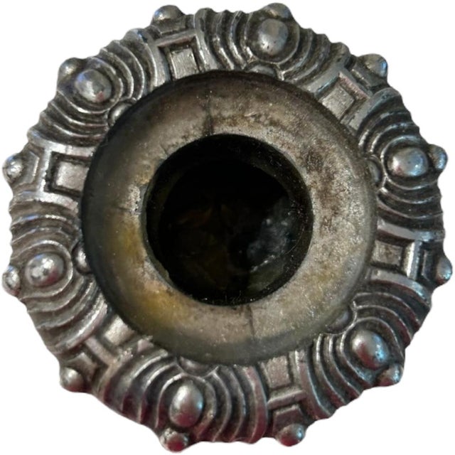 English Antique English Wooden Candlesticks With Cast Silver Top - a Pair For Sale - Image 3 of 9