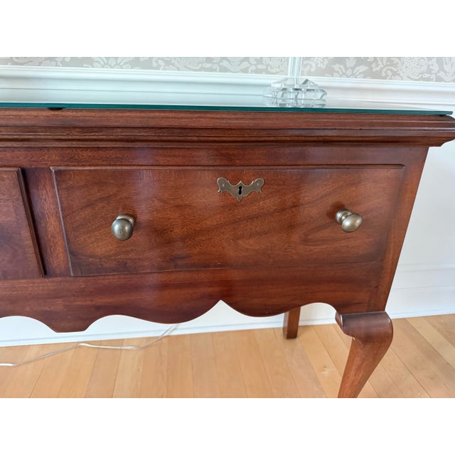 Brown Kittinger Sideboard With Glass Top, Purchased in 2015 From Kittinger Store in Buffalo For Sale - Image 8 of 8