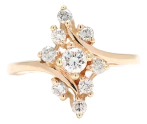 0.40ctw Diamond Navette Bypass Ring, 14k Yellow Gold, Ring Size 6.25