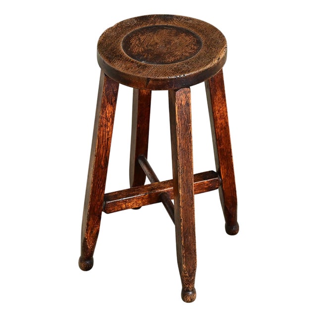 English 19th Century Oak Arts & Crafts Stool For Sale