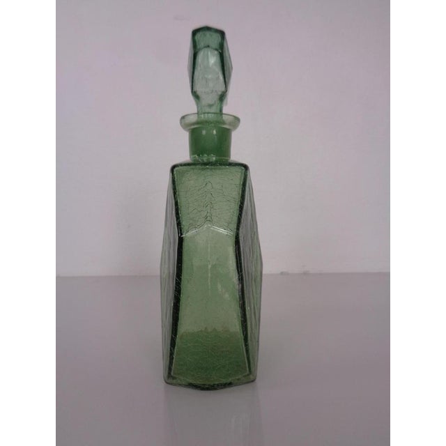 Green Craquele Glass Decanter with Stopper, France, 1960s For Sale - Image 12 of 18