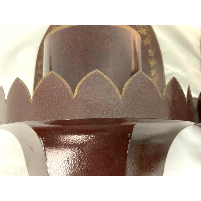 French Country Vintage French Tole Wall Sconce Pair For Sale - Image 3 of 10