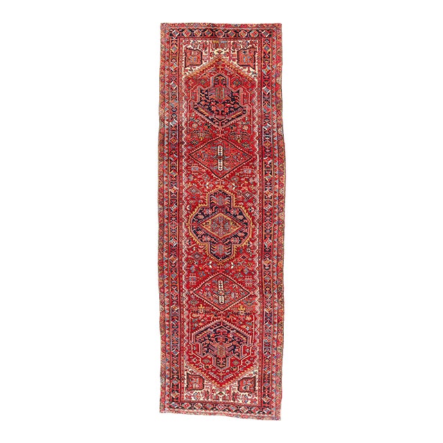 Vintage Persian Heriz Rug Runner, 04'06 X 13'11 For Sale