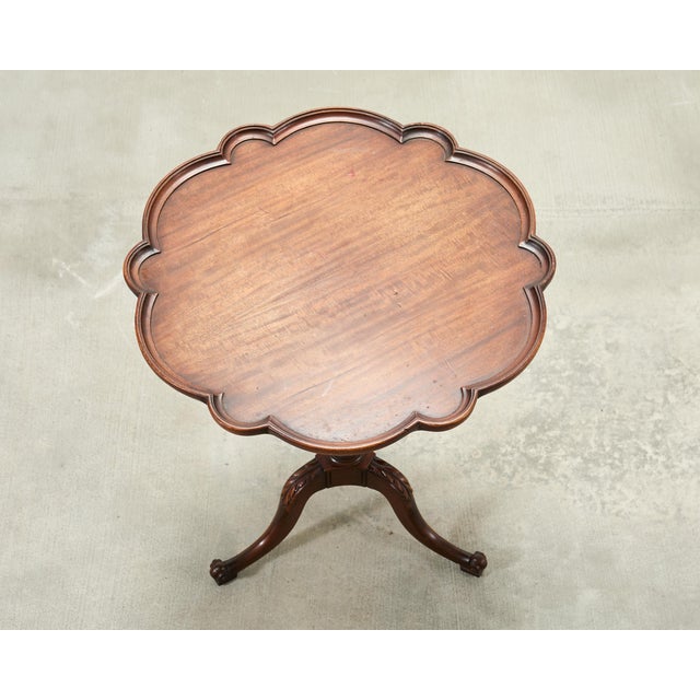 Georgian Style Carved Mahogany Pie Crust Tripod Drinks Table For Sale - Image 4 of 18
