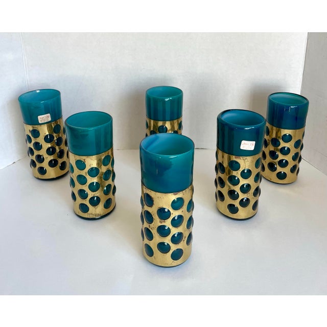 Here is an incredible set of SIX caged glass, tumbler glasses made by Jomeli in Mexico in the mid-century. The design is...