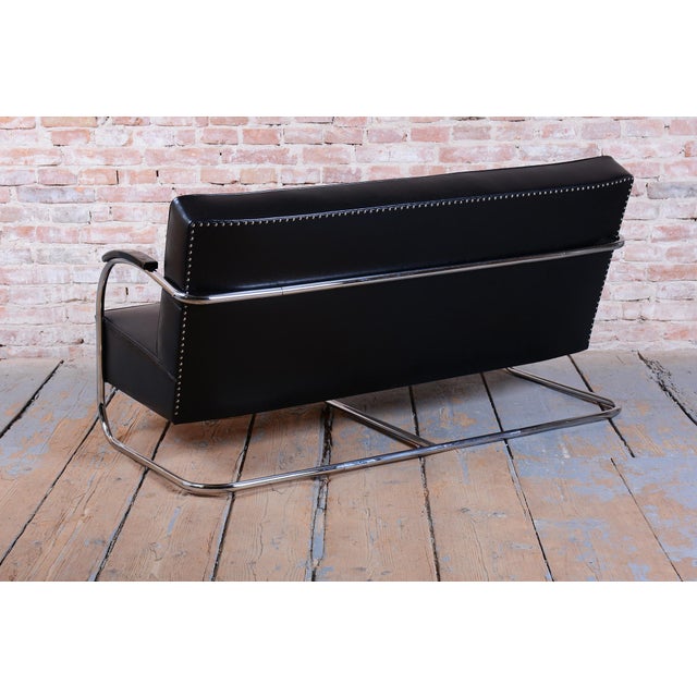 Bauhaus Seating Set in Chrome and Leather from Mücke Melder, Czech, 1930s, Set of 3 For Sale - Image 16 of 18
