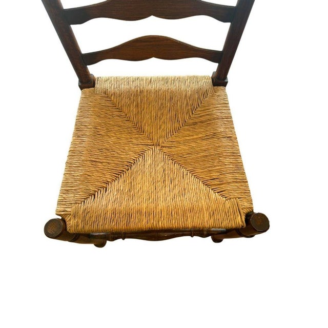 Vintage Ladderback Side Dining Chairs With Rush Seats - Set of 6 For Sale - Image 10 of 17