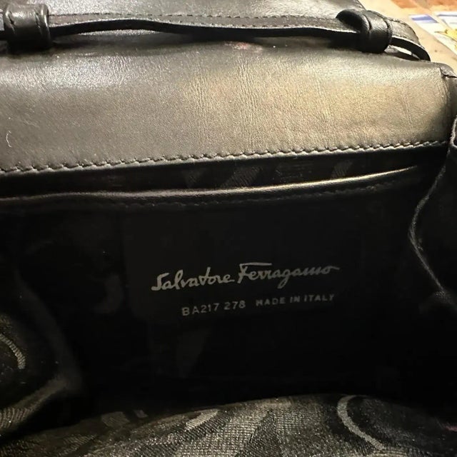 Italian 21st Century Vintage Black Leather Micro Shoulder Bag by Salvatore Ferragamo For Sale - Image 3 of 16