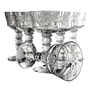 Bryce Diamond Wreath Cut Crystal Champagne Sherbert Glasses
