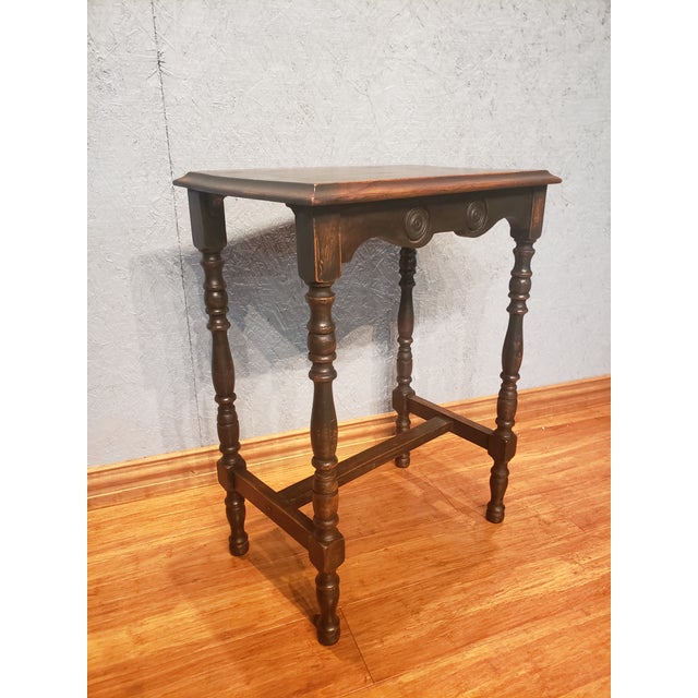 1940s Dark Stained Oak Hall Telephone Side Table Chairish