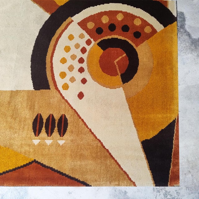 Beige Constructivist Mechanical Futuristic Rug, France, 1950s For Sale - Image 8 of 12